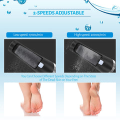 Heelos USB-rechargeable foot file with long-lasting battery for cordless use