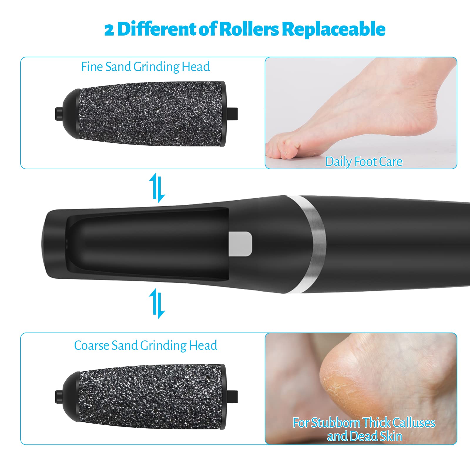 Heelos foot scrubber with LED display and waterproof build for safe bathroom use