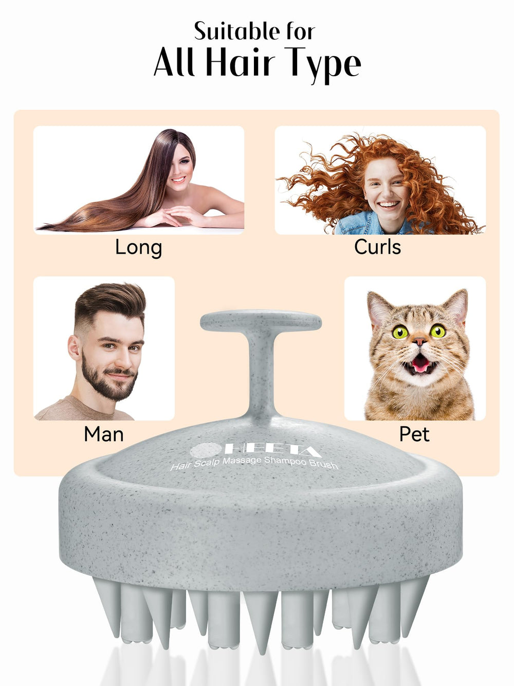 Grey HEETA scalp massager ideal for daily routines