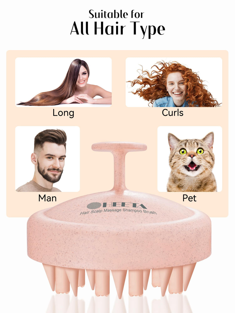 Exfoliating silicone bristles loosen buildup for cleaner scalp.