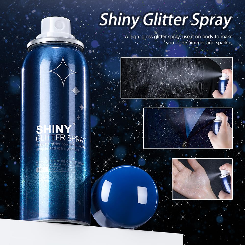 Hegafoo Body Glitter Spray on clothes for sparkling party attire.
