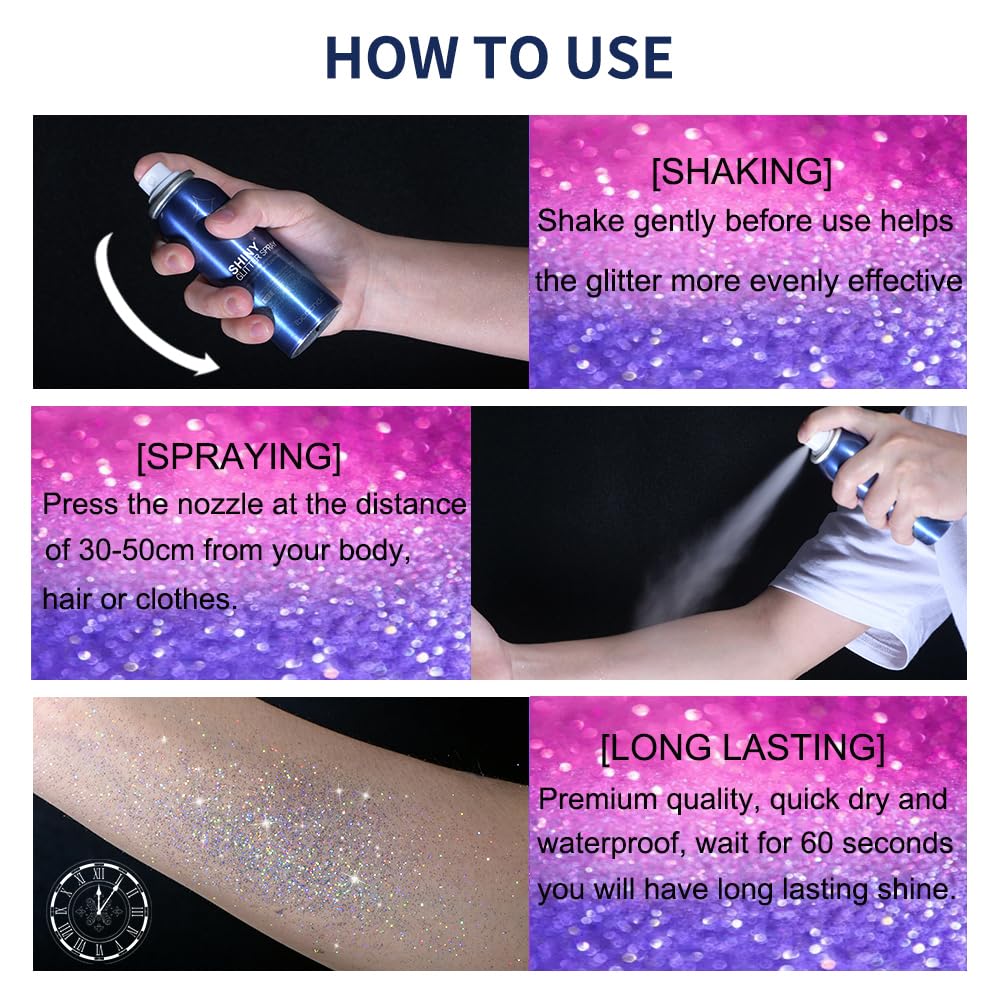 Hegafoo Body Glitter Spray on dress boosts stage sparkle.