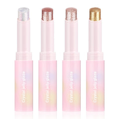 Hegafoo crystal hydrating jelly-stick eyeshadow showcases luminous shimmer on eyelids.