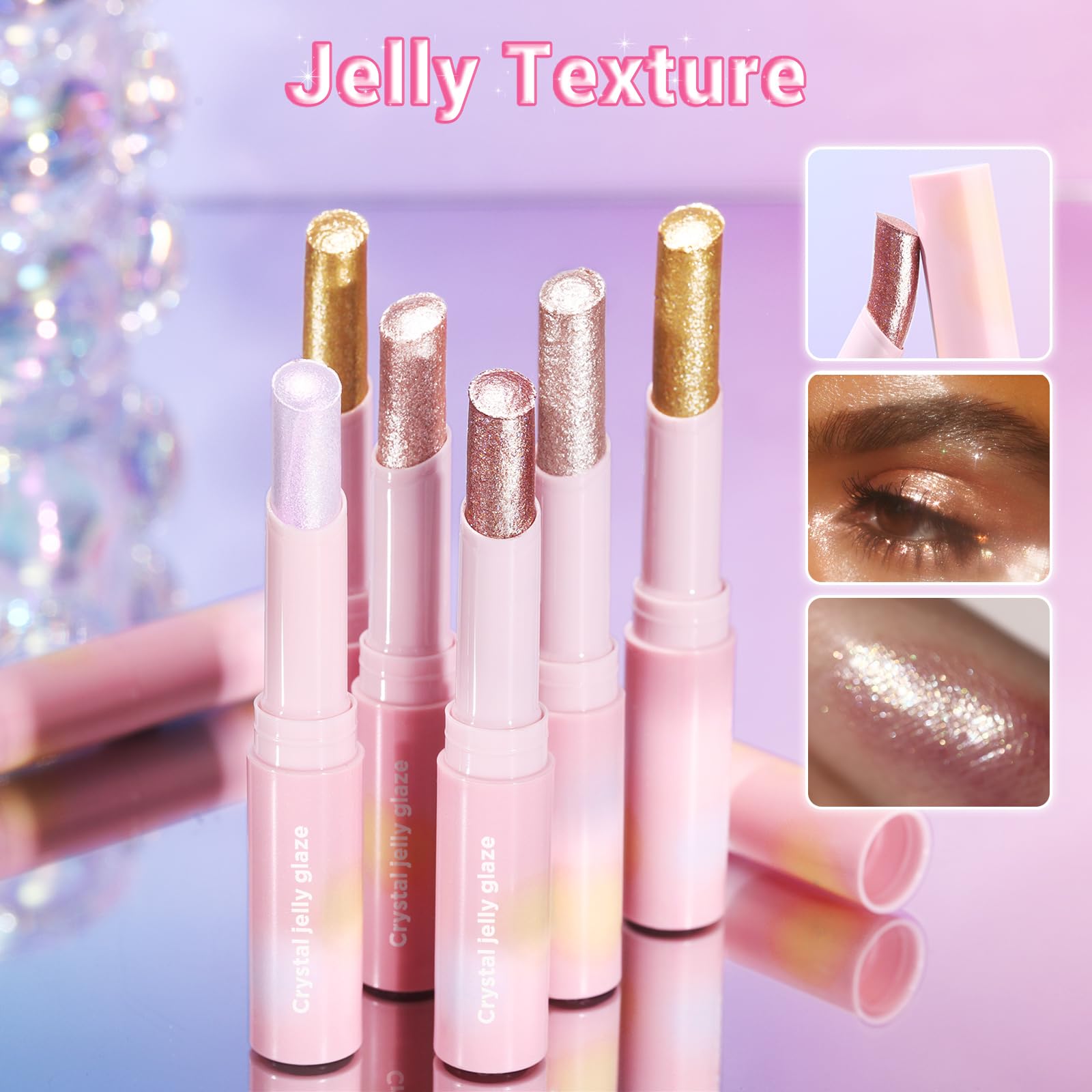 Hegafoo Multifunction Jelly Stick for eyes, lips, and body delivers a radiant glow.