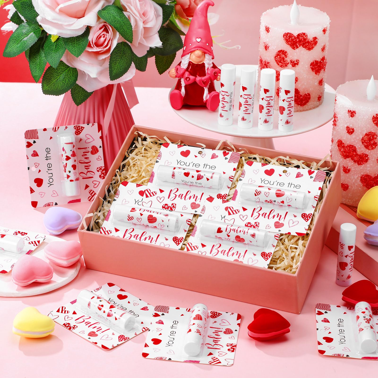 Heigble Valentine lip balm with rose fragrance, travel-friendly and soothing.