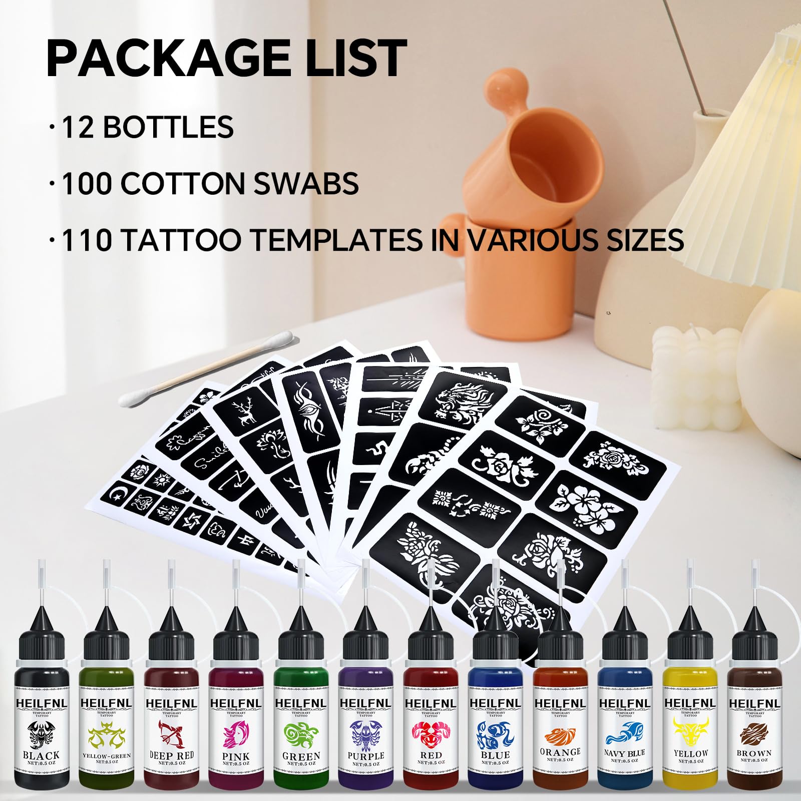 HEILFNL customizable designs like freckles and body art from 12 colors