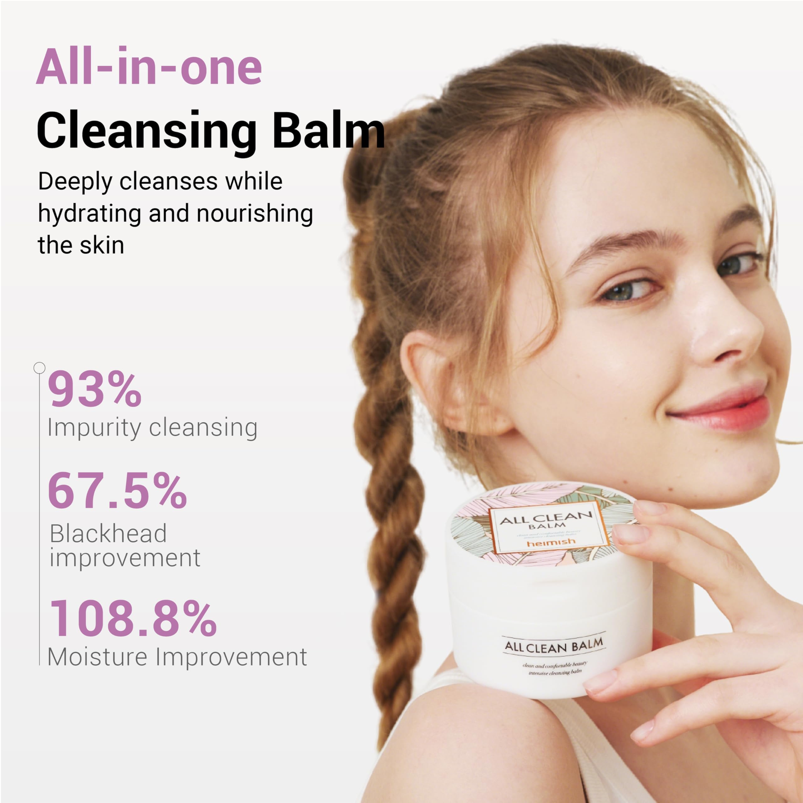 HEIMISH All Clean Balm texture transforming from oil to milk during cleansing