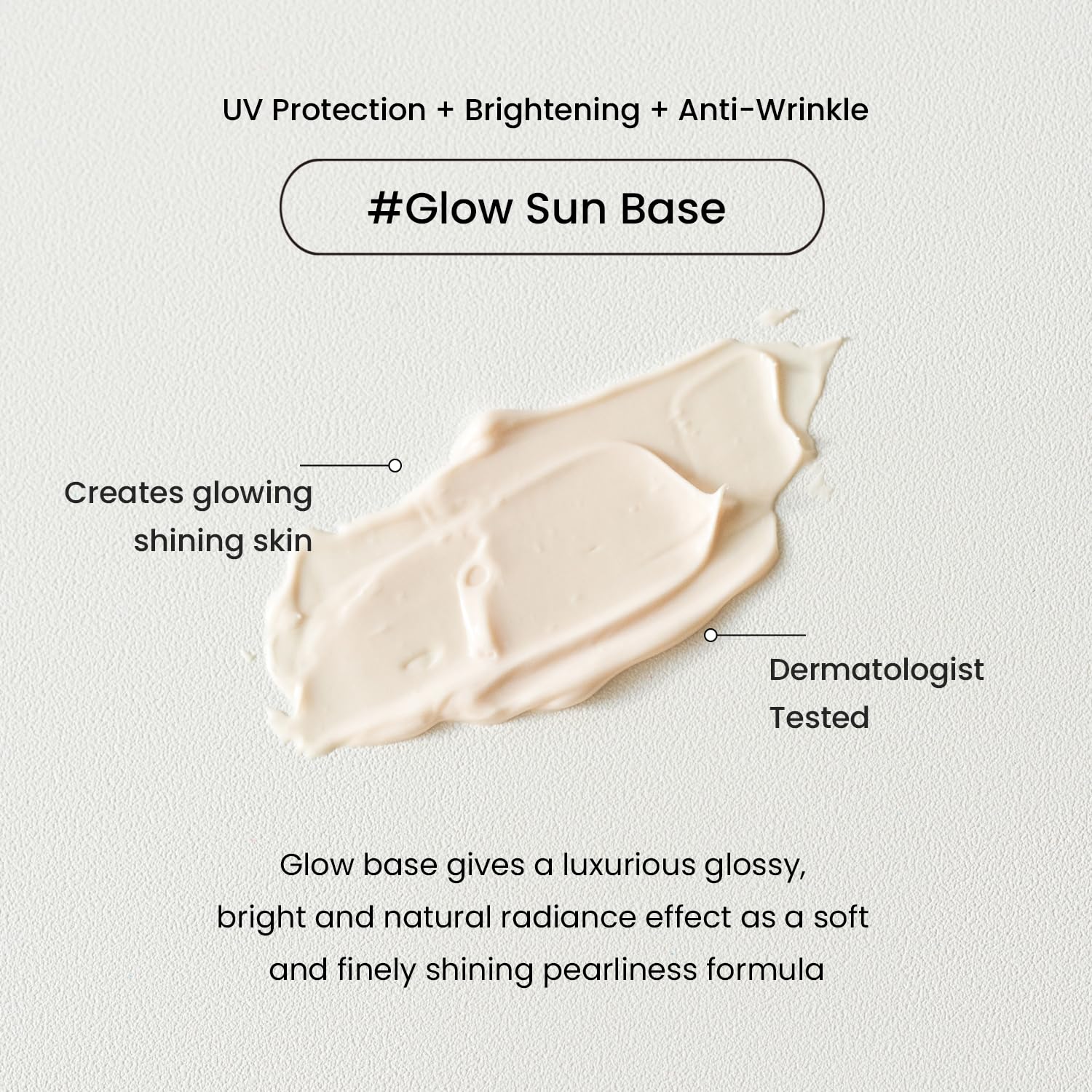 HEIMISH Artless Glow Base spread on skin demonstrates a hydrating, serum-like texture.
