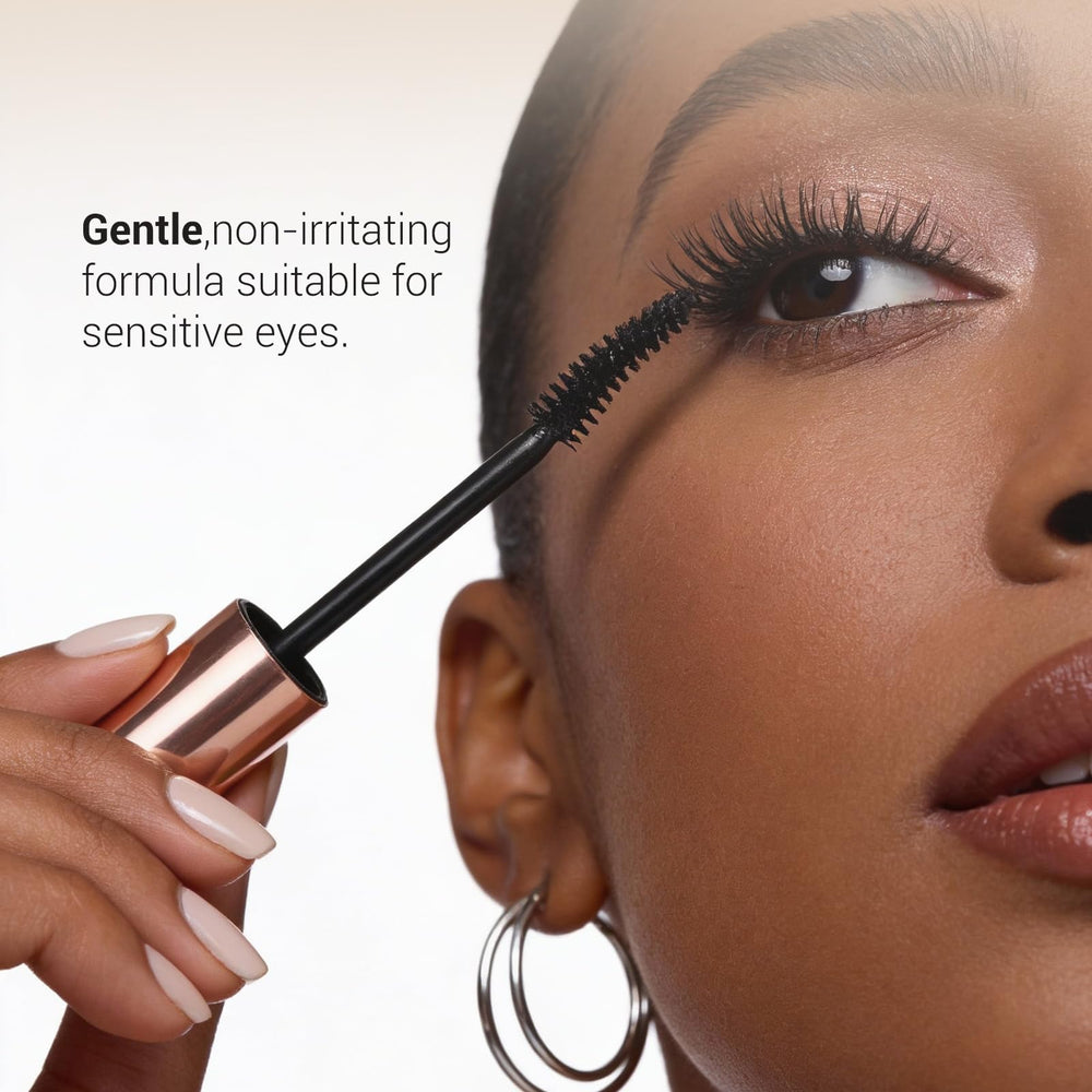 HEIMISH Dailism mascara on lashes; non-clumping formula keeps lashes separated.