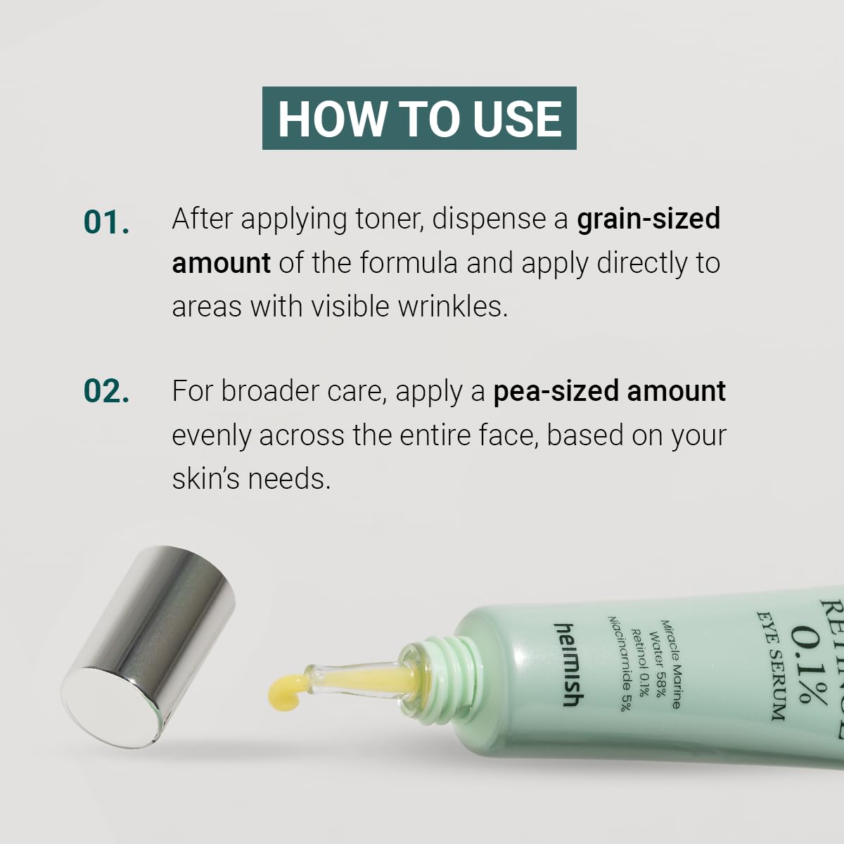 HEIMISH ingredients close-up with retinol and brightening components