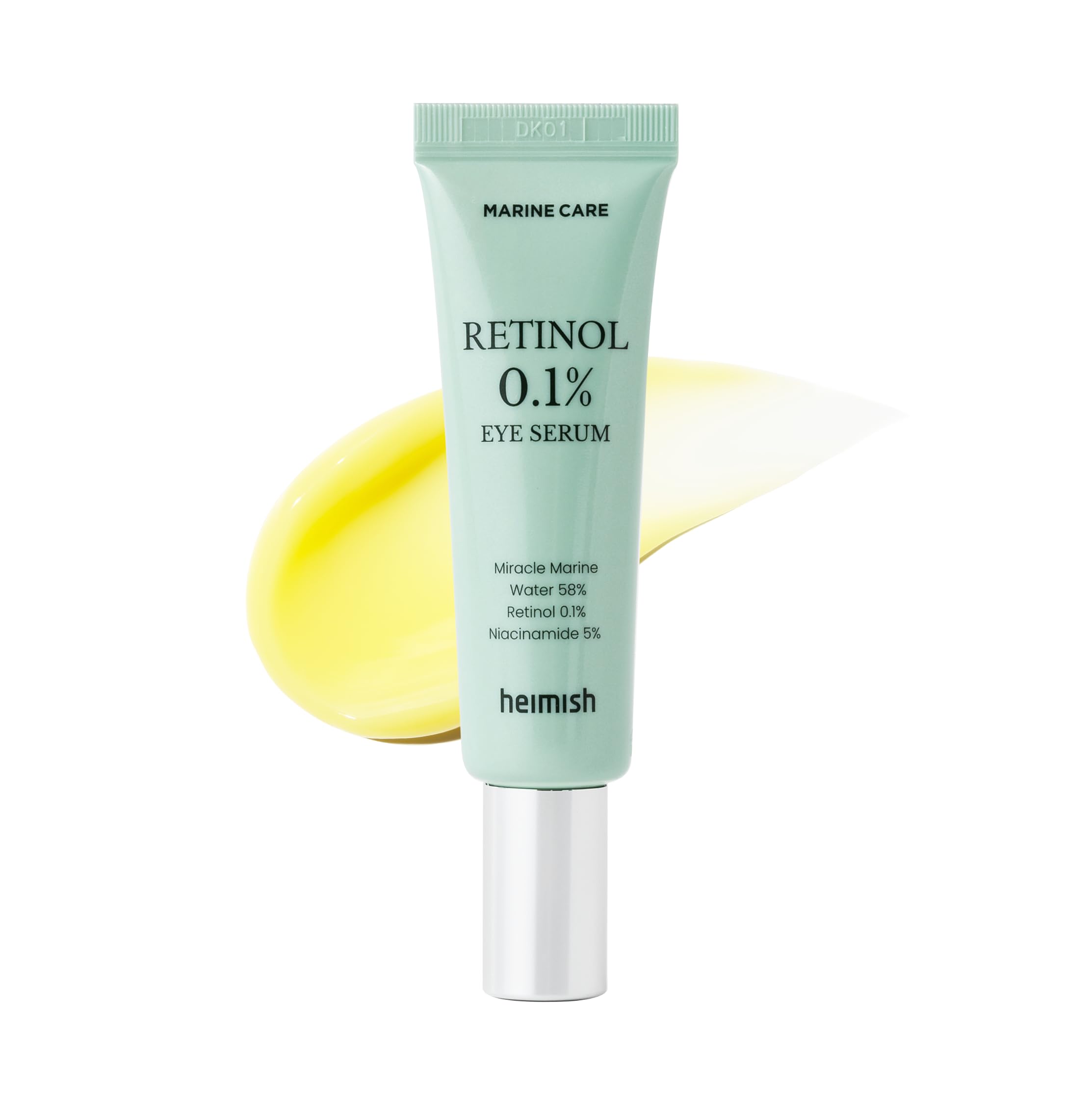 HEIMISH Marine Care Retinol Eye Serum bottle highlights hydration and firming potential