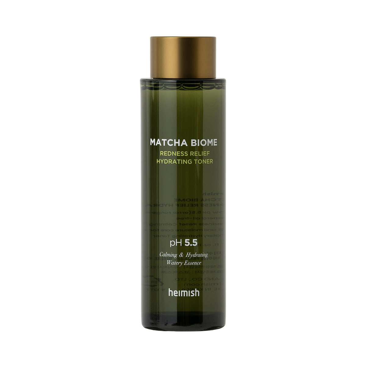 HEIMISH Matcha Biome Redness Relief Toner bottle for gentle hydration and calm skin.
