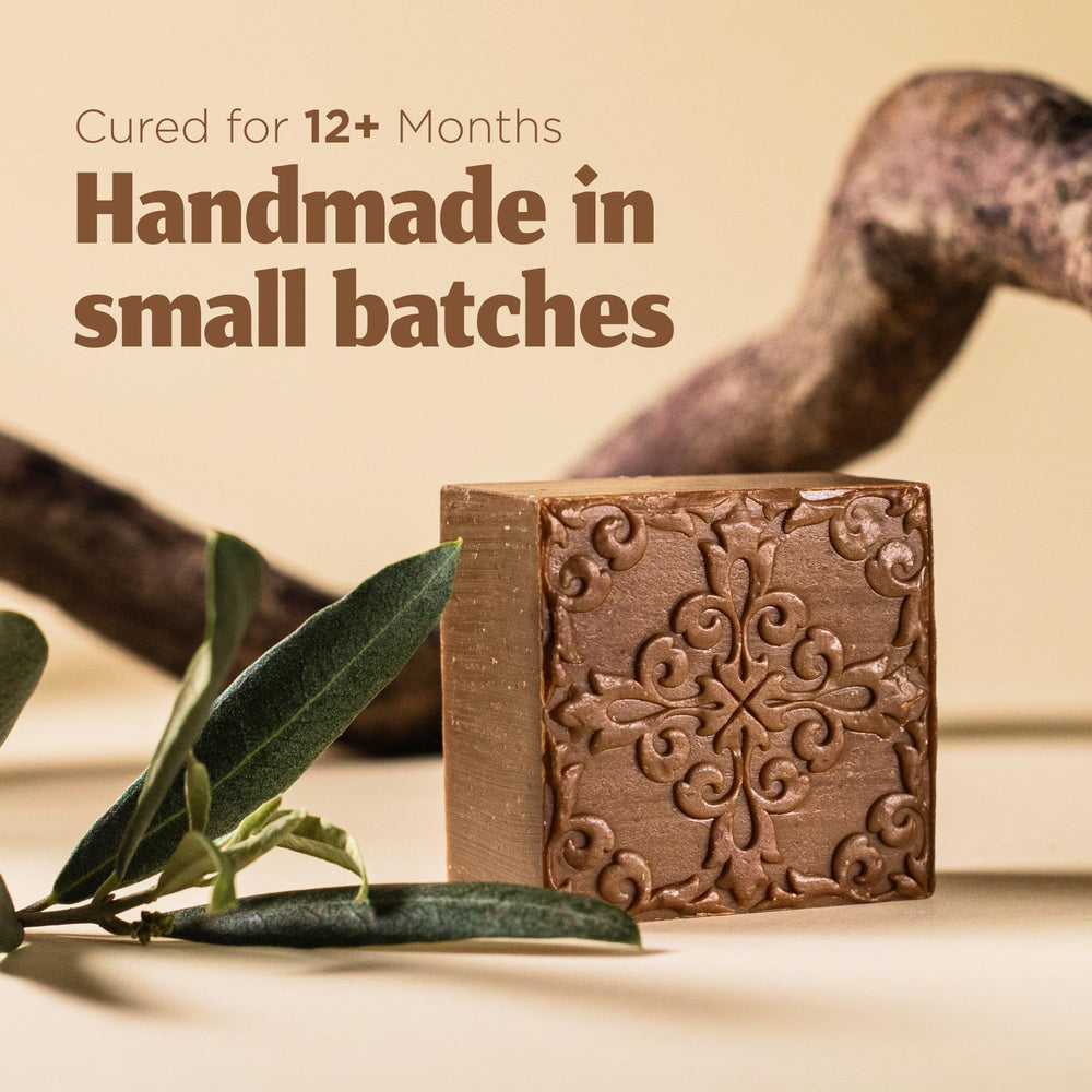 Hekaya Amber Olive Oil Soap Bar hands-wash scene demonstrates gentle cleansing.