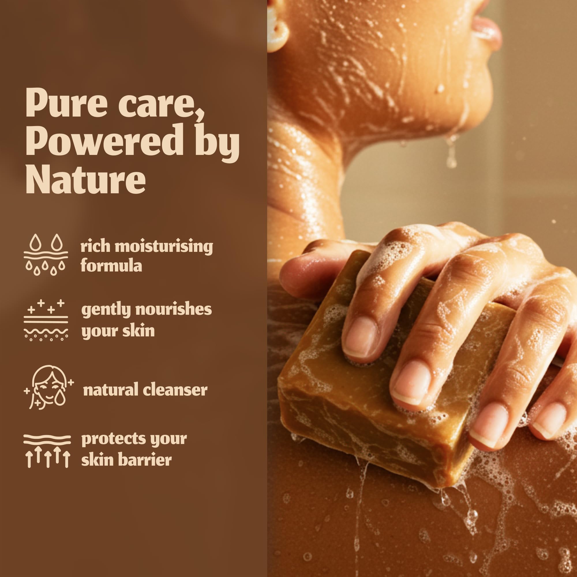 Hekaya Amber Olive Oil Soap Bar lather forms rich foam for face and body.