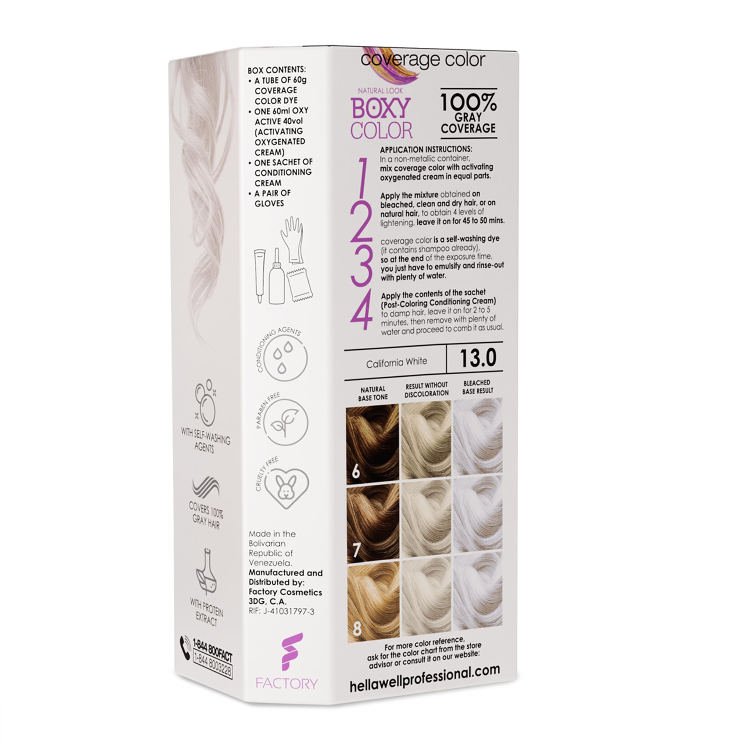HELLAWELL BOXY COLOR OXY ACTIVE cream 60ml ensures smooth gray coverage.