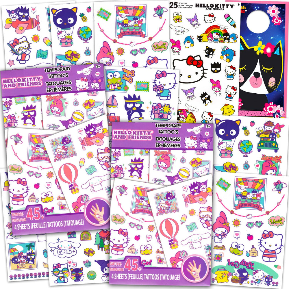 Hello Kitty tattoo set tattoo sheets featuring beloved characters for fun party favors.