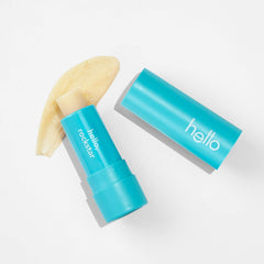 Hello lip balm mint swatch showing creamy texture and mint aroma.