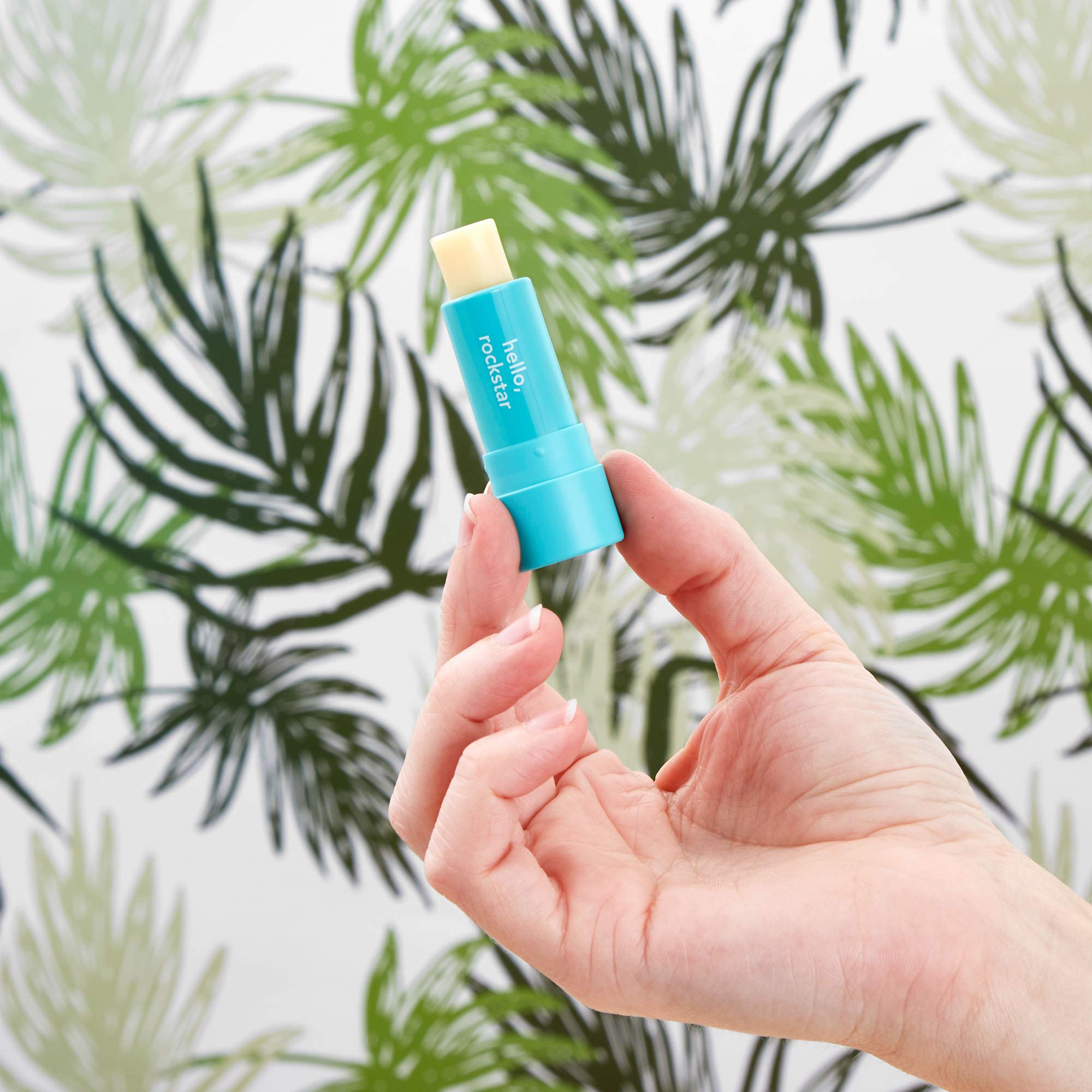 Hello lip balm recyclable tube highlighting eco-friendly packaging.