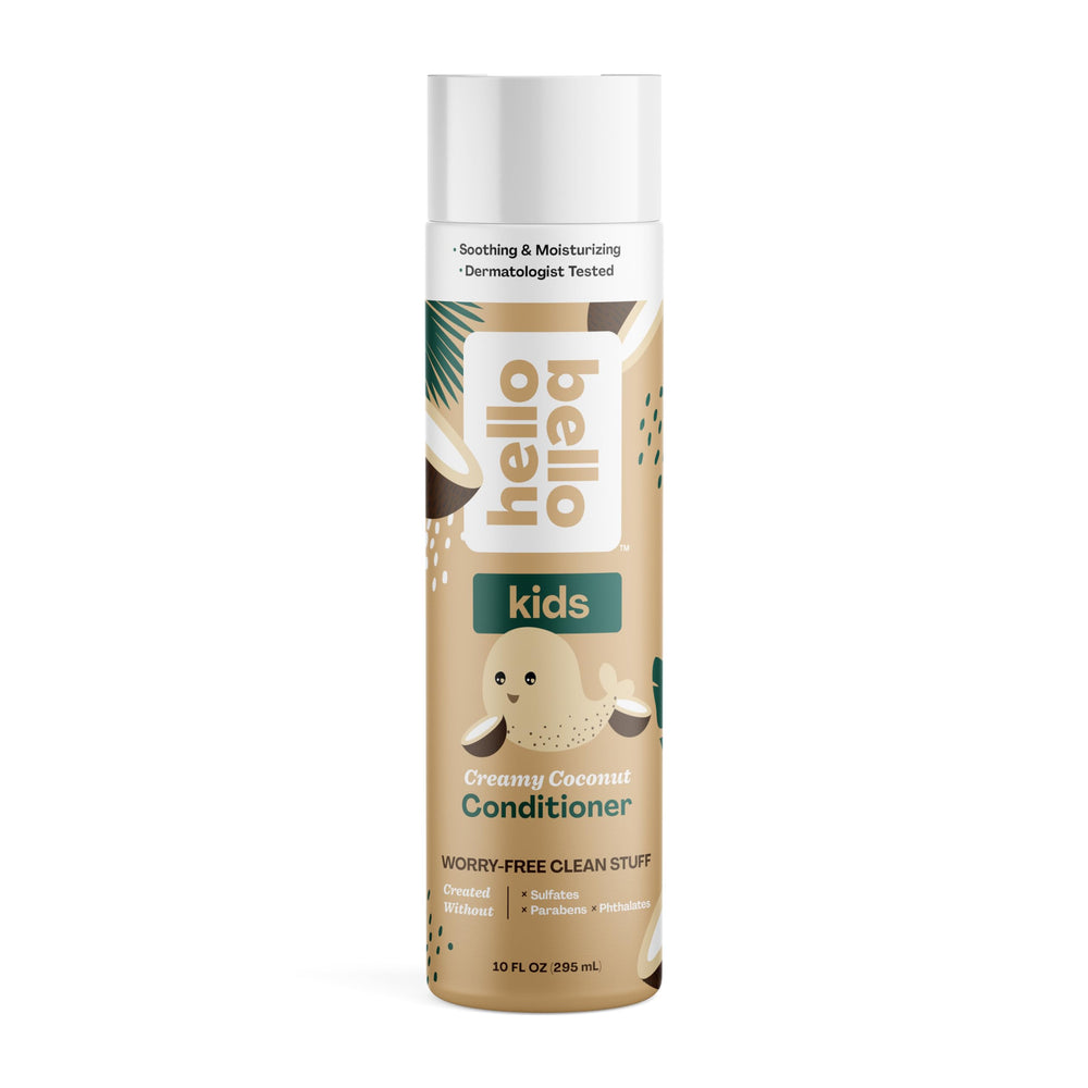 Hello Bello Kids Conditioner bottle with coconut scent for soft detangling