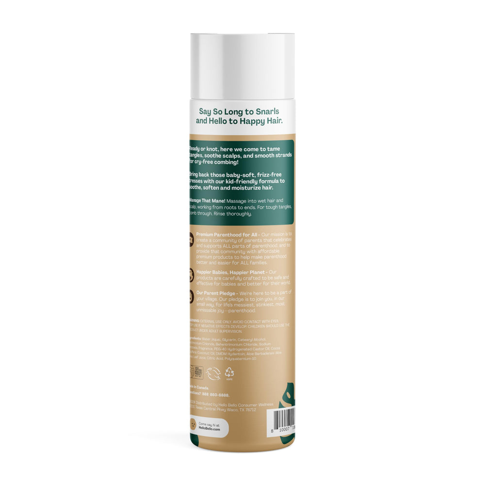Hello Bello Kids Conditioner on hair, smoothing frizz and easier brushing