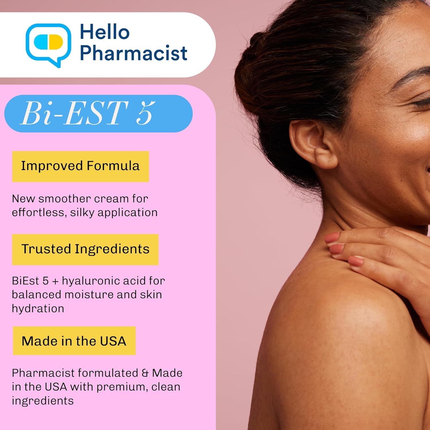 HelloPharmacist BiEST5 wild yam phytoestrogens offer balanced topical skin support.