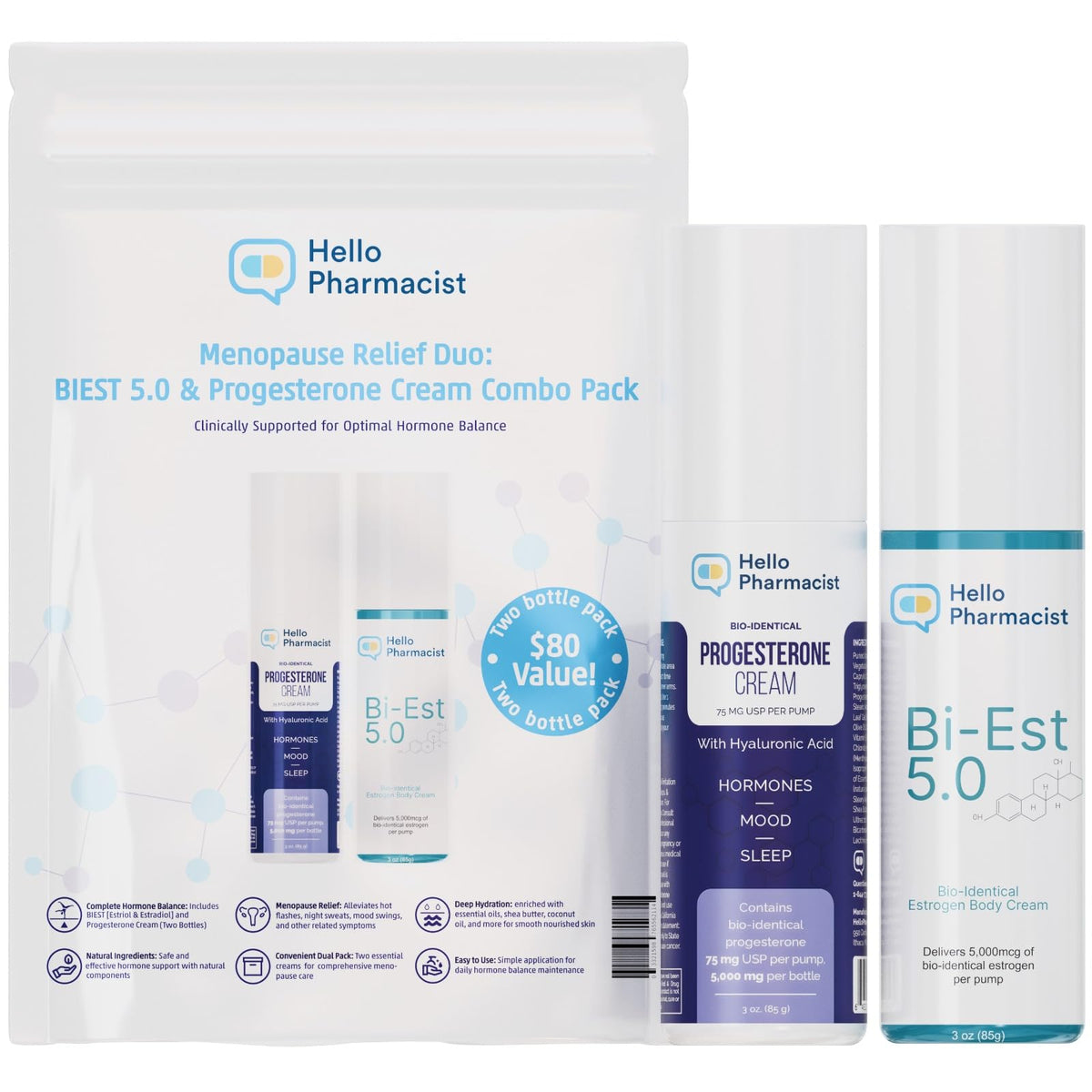 HelloPharmacist Biestro 5.0 cream tub front for balance and wellness.