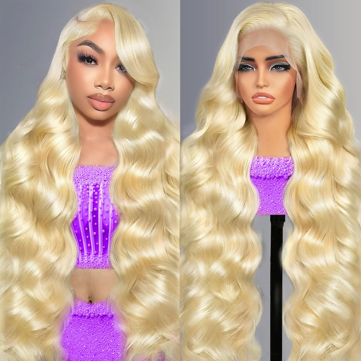 HELLOSH 32 Inch 613 Lace Front Wig with natural hairline for daily wear.