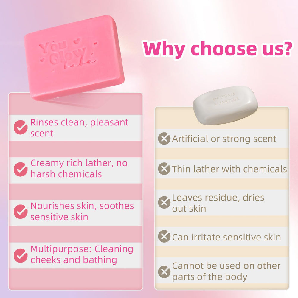 Helowod You Glow Babe Soap on bathroom shelf with sea-inspired look