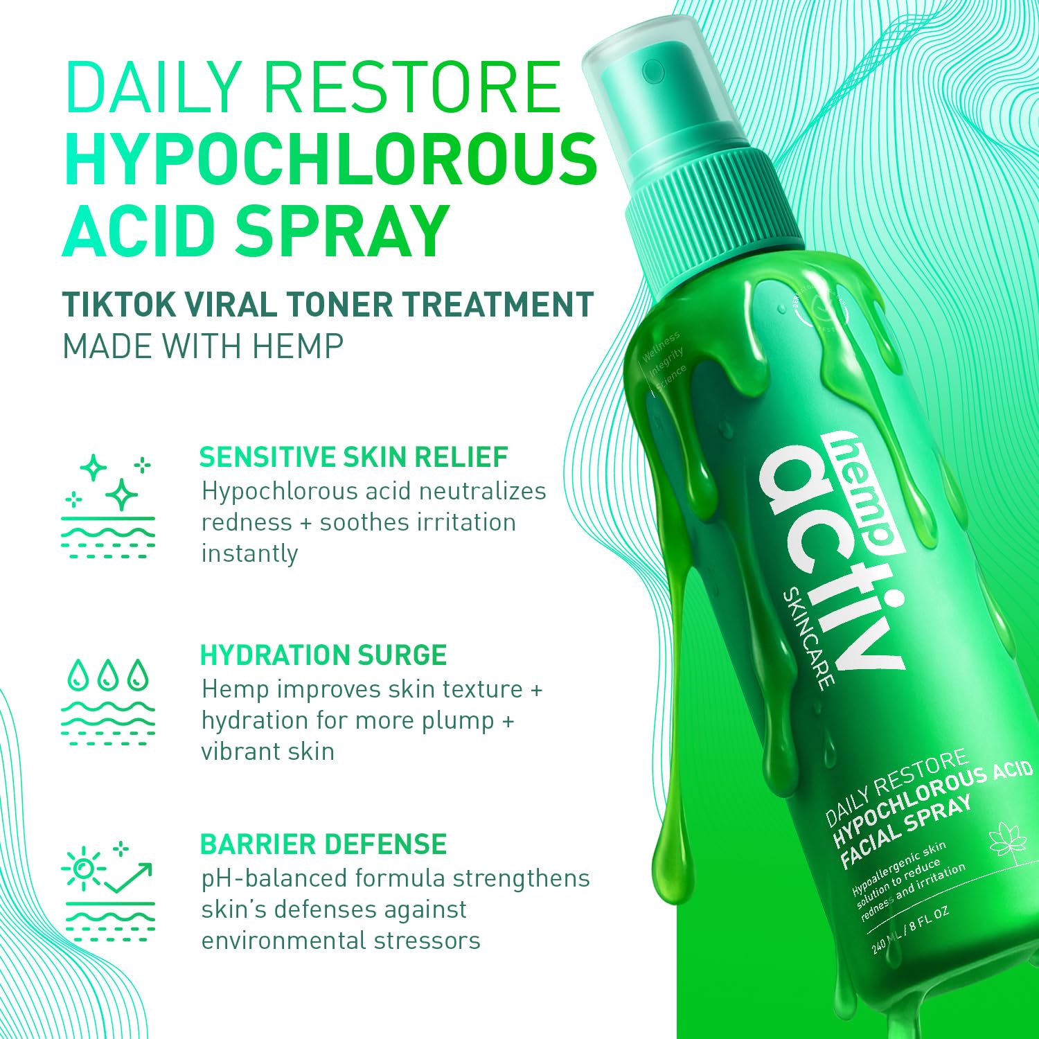 HEMPACTIV HOCl Face Spray mist-application after workout for soothing refreshment