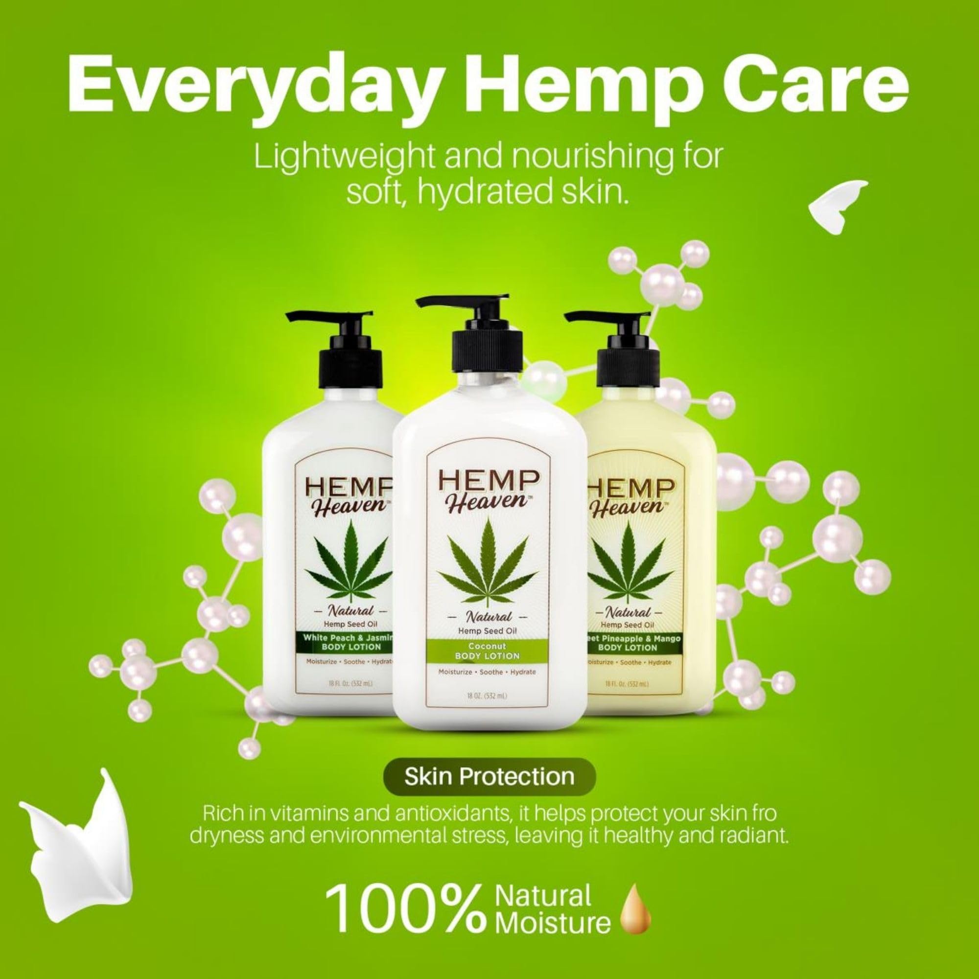 Hands applying Hemp Heaven Lotion to dry skin.