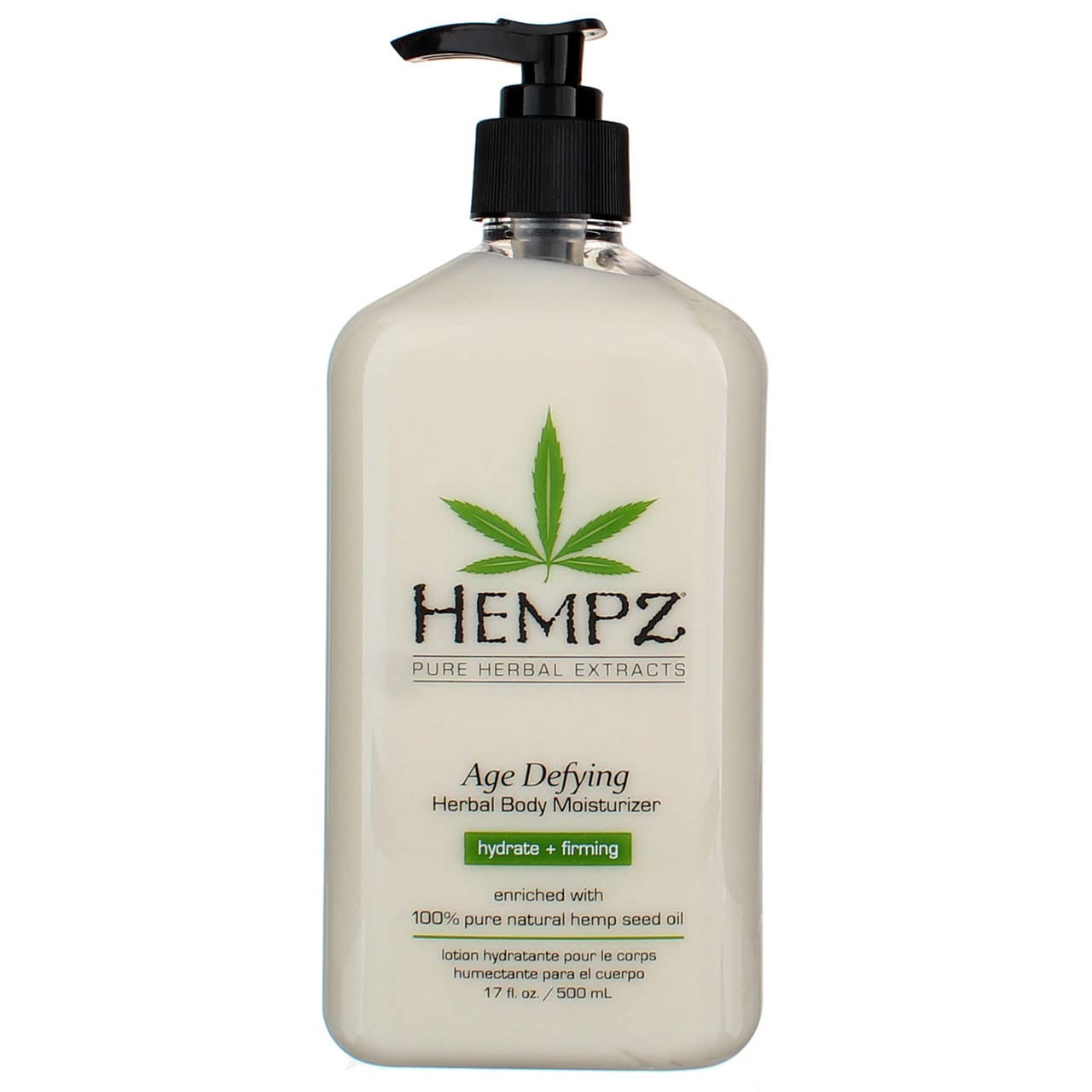 Hempz label close-up showing hemp seed oil and vegan formula benefits