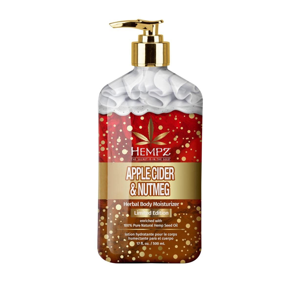 Hempz Apple Cider Nutmeg bottle with inviting fragrance and lightweight hydration.