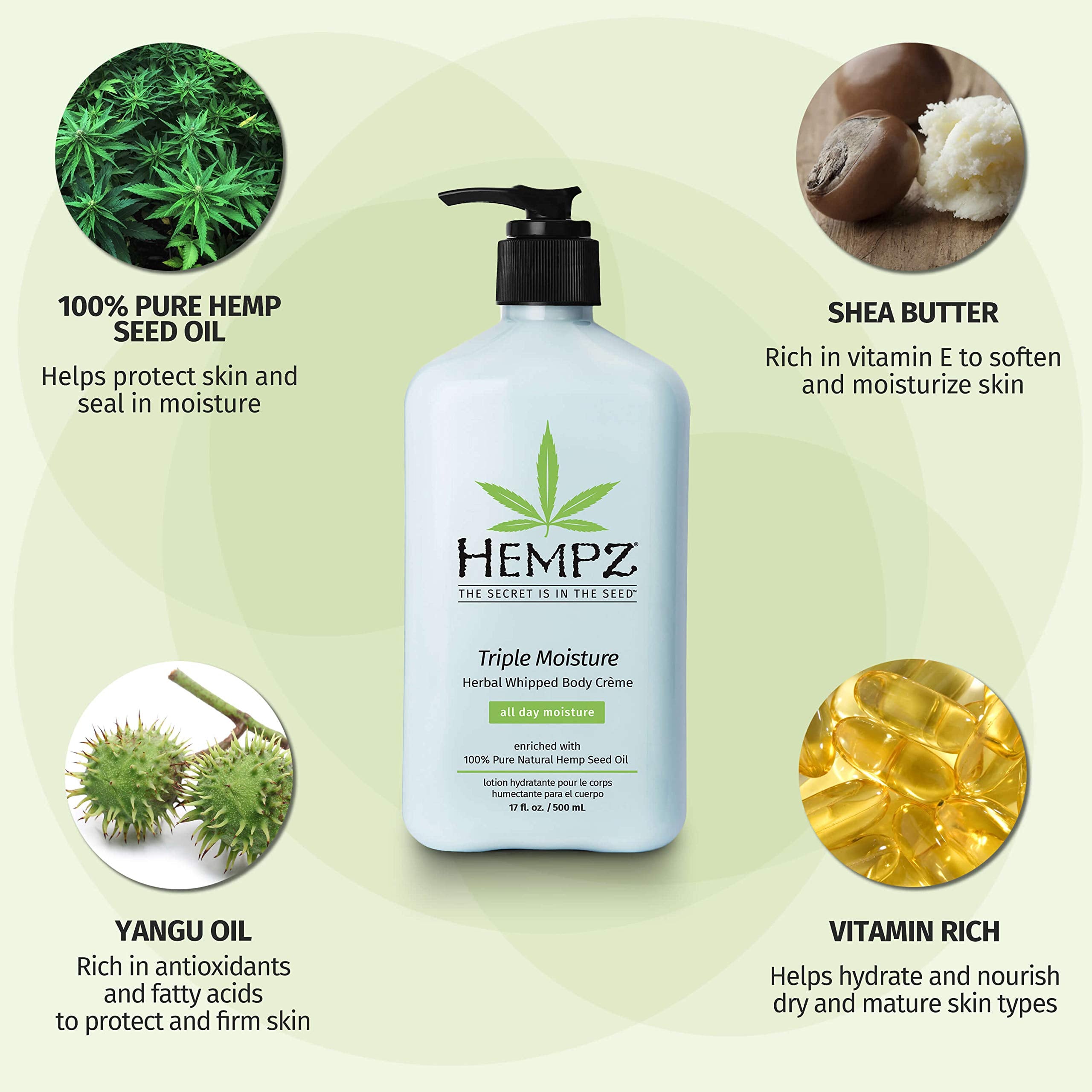 Hempz apple fruit extract vitamin-rich refresh for skin.