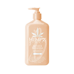 Hempz apricot-clementine moisturizer bottle – lightweight hydration for daily skin balance.