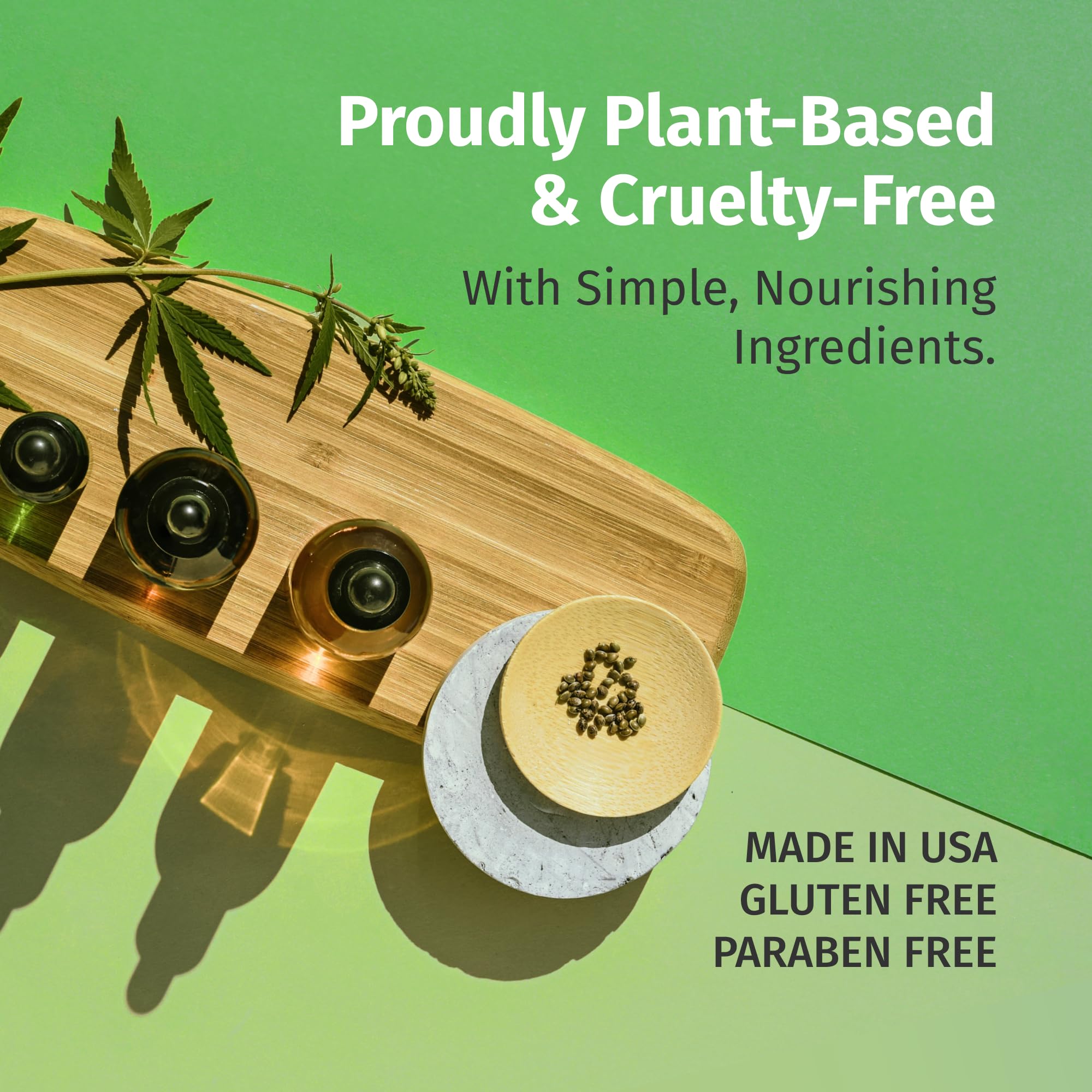 Front packaging highlights sulfate-free, vegan, cruelty-free, and made in USA attributes.