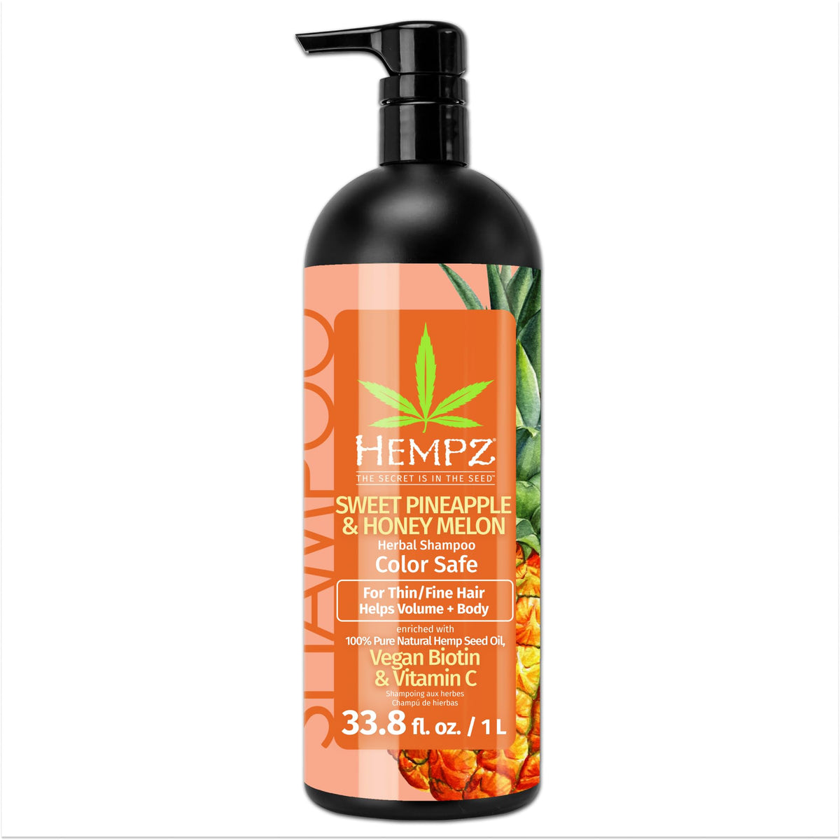Hempz Biotin Hair Shampoo bottle pour highlighting moisture and color protection