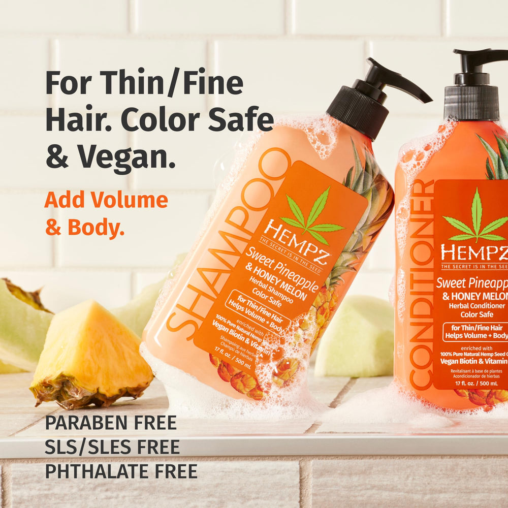 Hempz Biotin Hair Shampoo rich lather ready to cleanse and hydrate fine hair