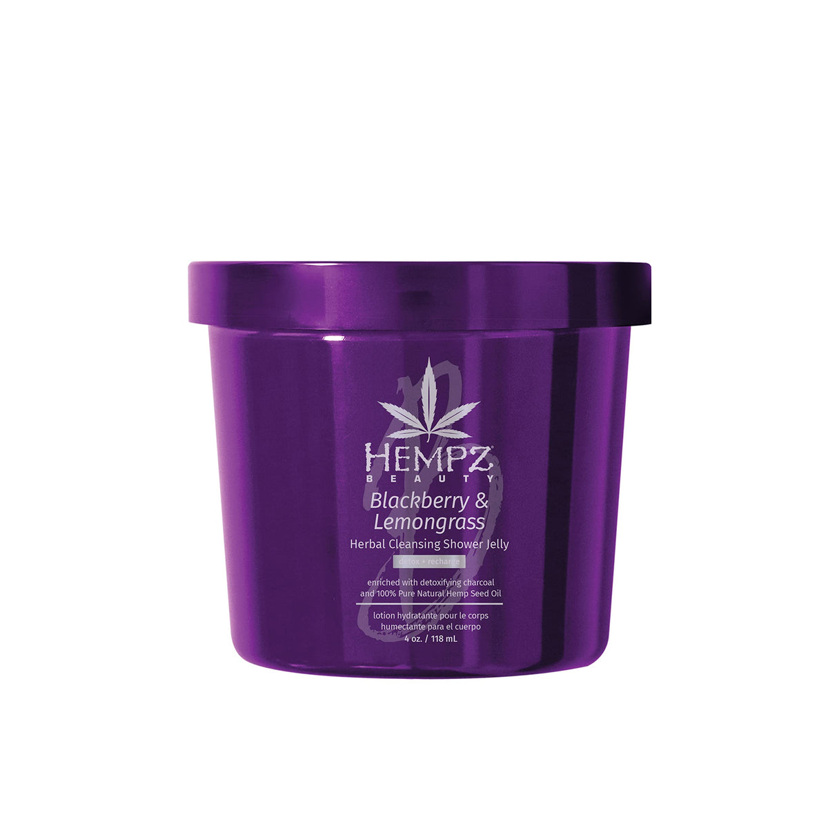 Hempz Blackberry and Lemongrass shower jelly bottle pour offers a refreshing clean