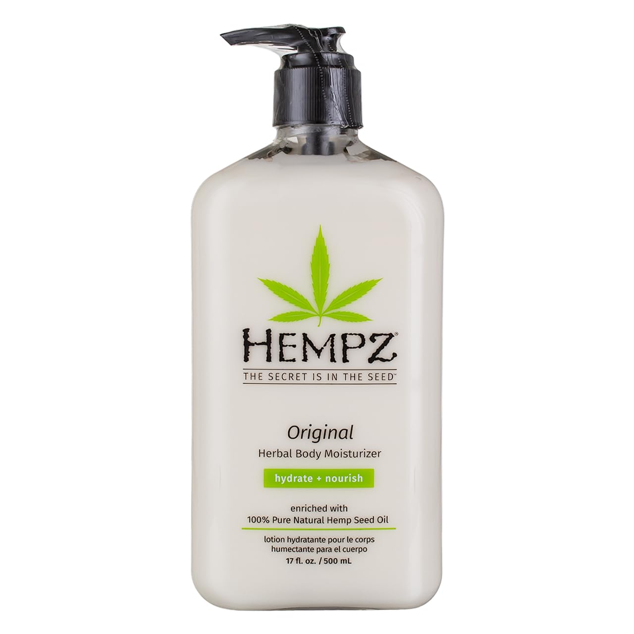 Hempz Body Moisturizer Original 17 oz packaging for easy daily hydration.