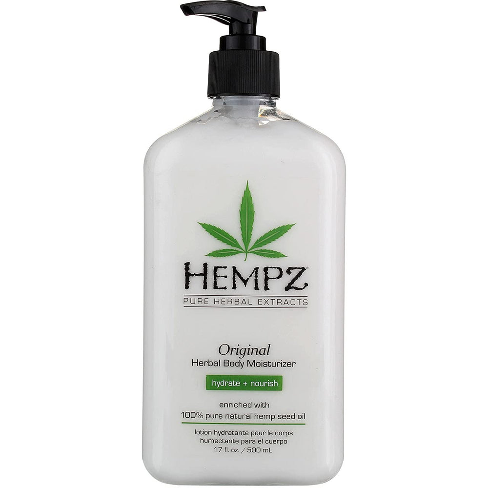 Hempz Body Moisturizer Original 17 oz in use on skin provides deep hydration.