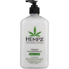Hempz Body Moisturizer Original 17 oz in use on skin provides deep hydration.