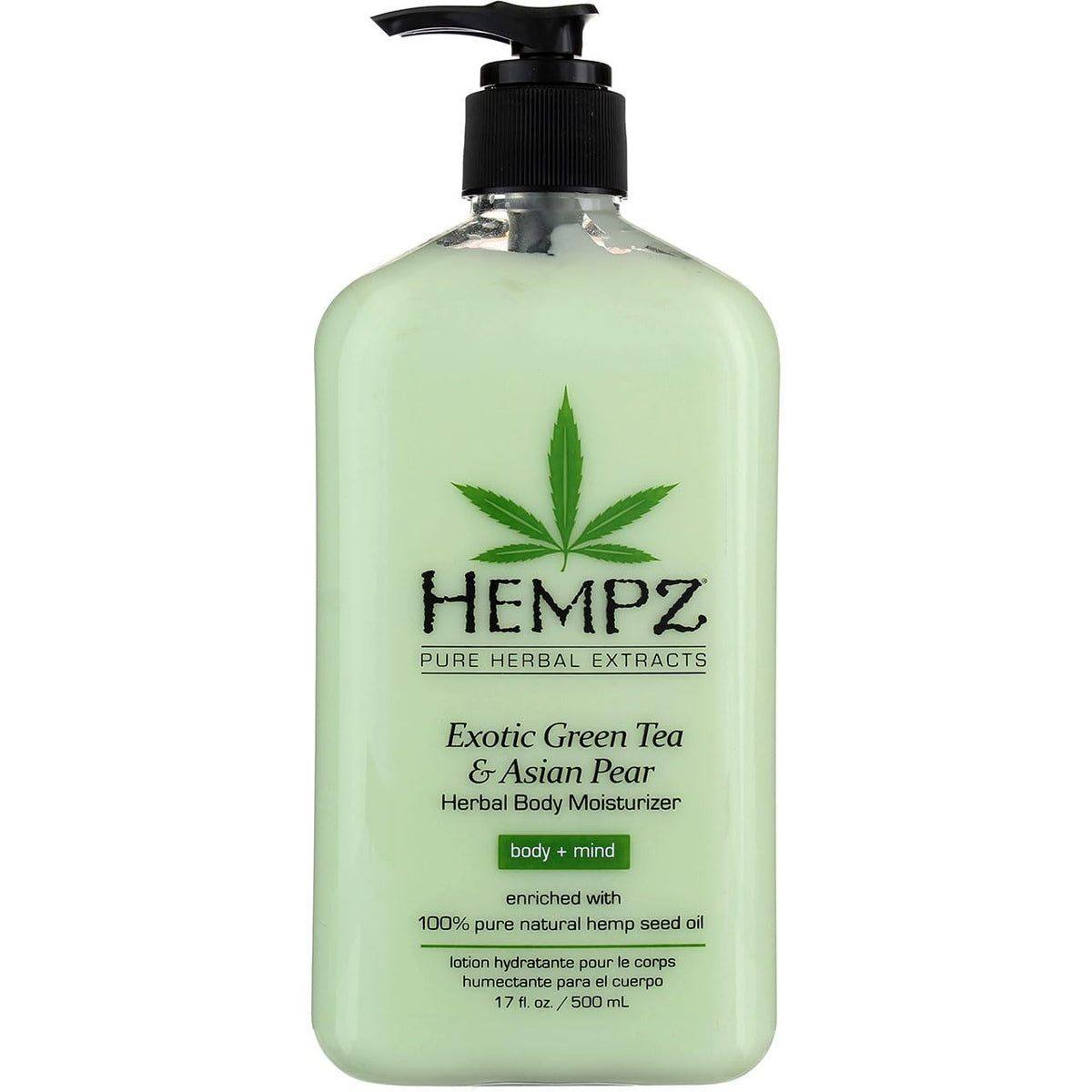 Hempz Green Tea and Asian Pear moisturizer bottle for daily hydration.