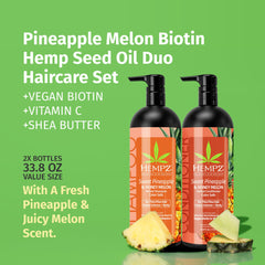 HEMPZ Hair Conditioner bottle highlights Sweet Pineapple and Honey Melon for smoother, hydrated ends.