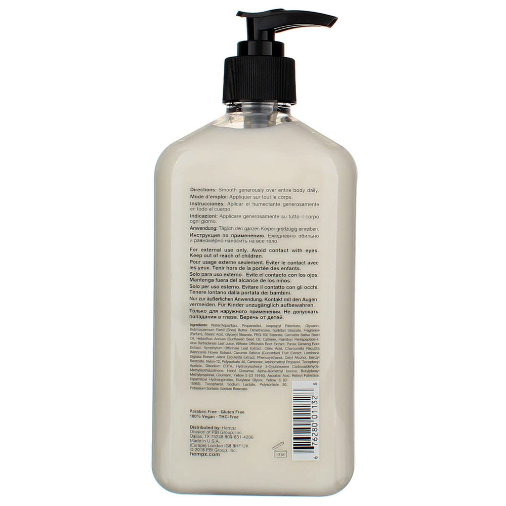 Label emphasizes organic hemp seed oil as a natural ingredient for skin nourishment