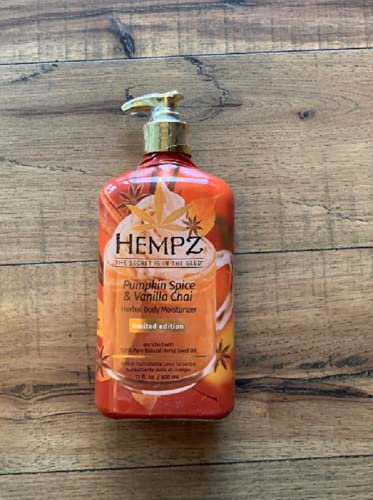 Hempz Pumpkin Spice & Vanilla Chai bottle back showing ingredients and formula notes