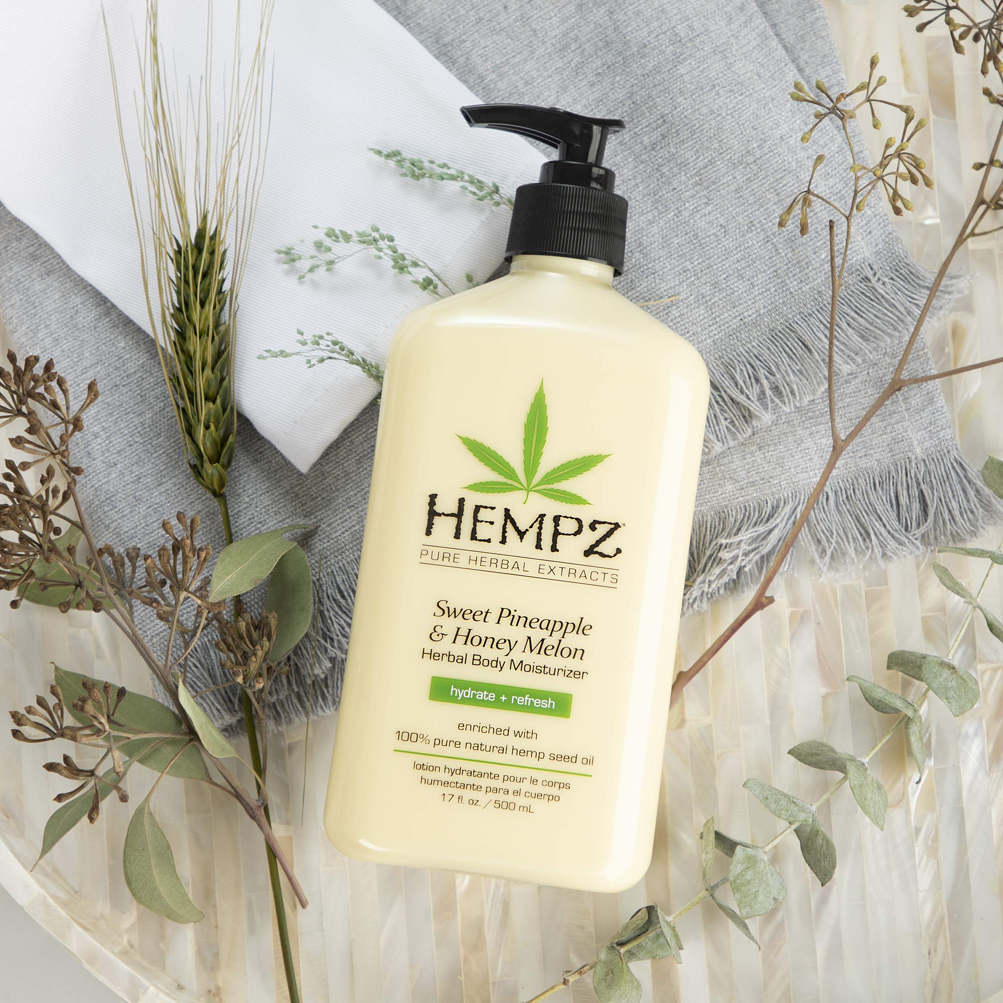 Hempz Sweet Pineapple Honey Melon ingredient detail with jojoba oil