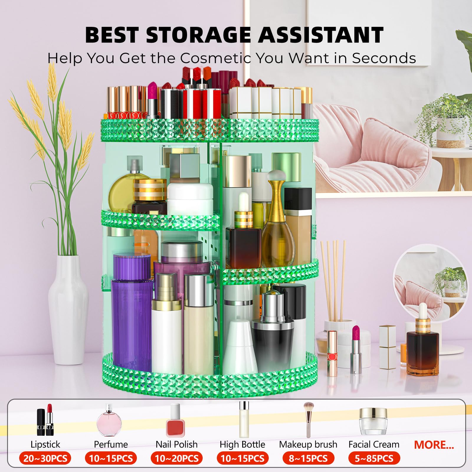 HEMTROY acrylic perfume organizer keeps favorites within reach.