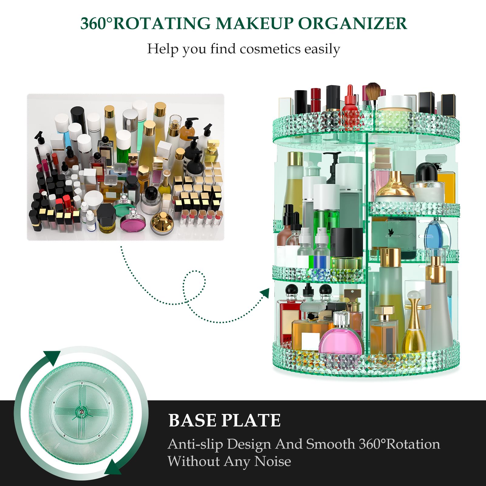 HEMTROY 7 adjustable layers optimize space for diverse cosmetics and bottles.