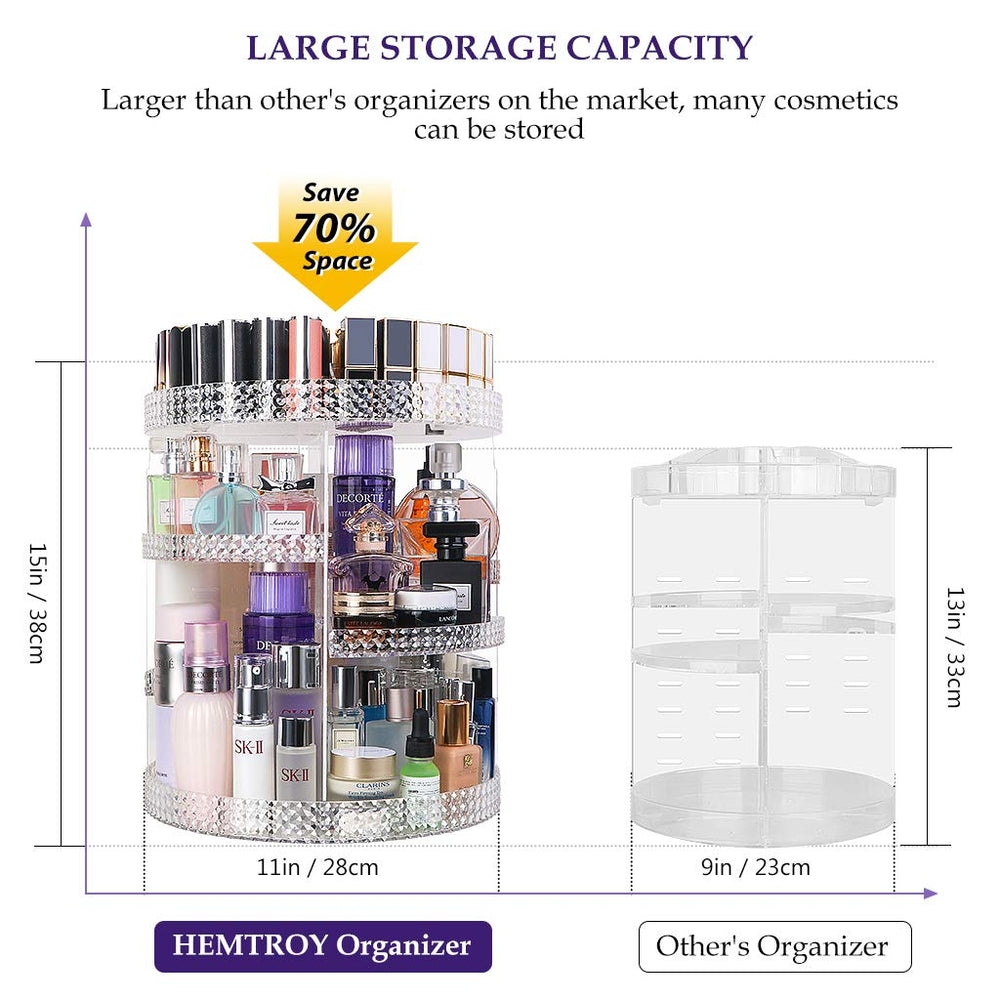 HEMTROY extra-large capacity vanity storage keeps lipstick and perfume organized