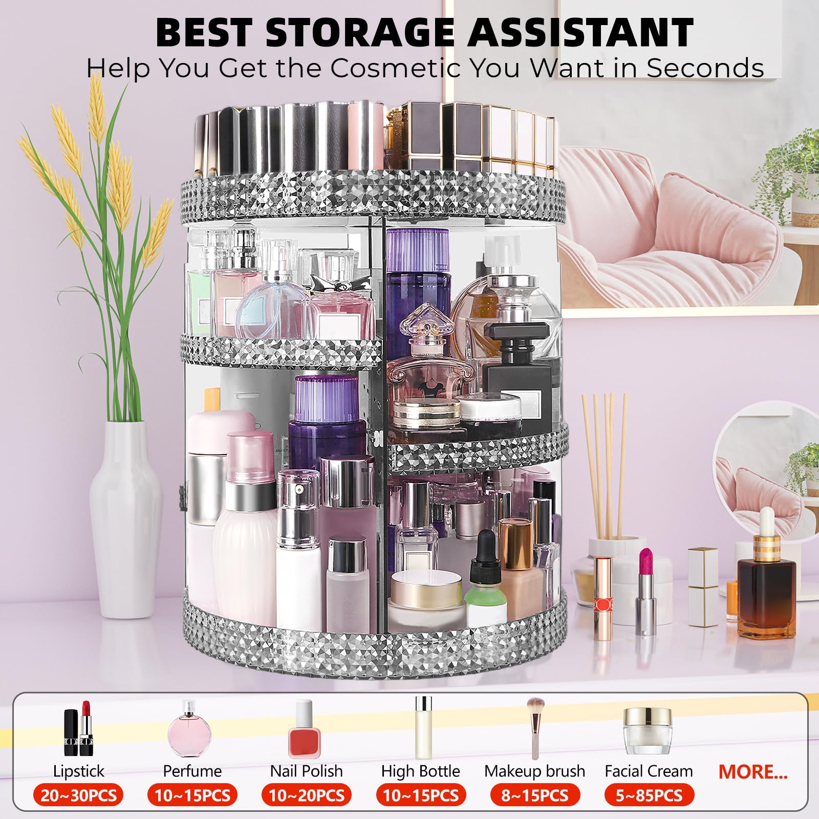 HEMTROY makeup organizer for vanity countertop keeps cosmetics organized and accessible